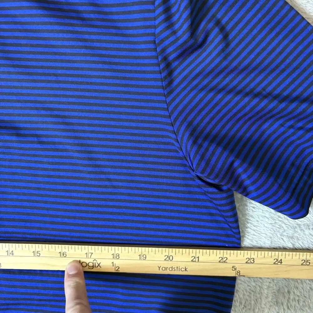 RLX Ralph‎ Lauren Polo Shirt Mens Large Blue Black Striped Golf Performance